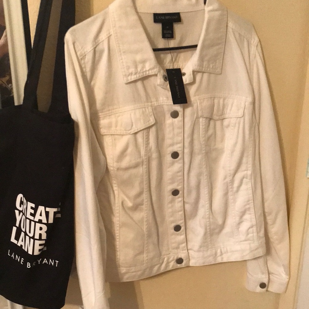 NWT Lane Bryant White Denim Jacket Size 18